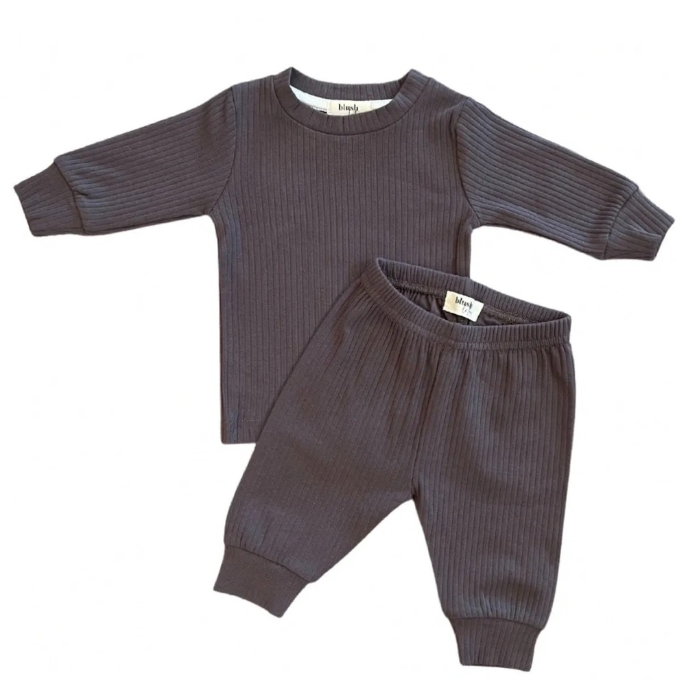 COAL | Ribbed organic baby toddler two-piece set